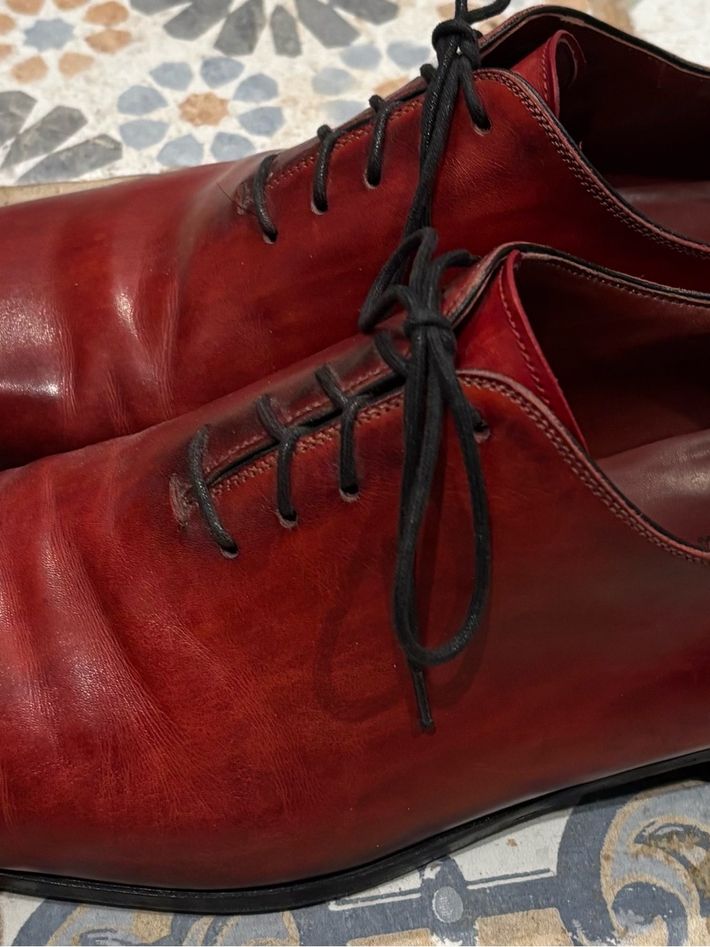 Men's Magnanni Cherry Red Leather Dress Shoes Size 10.5